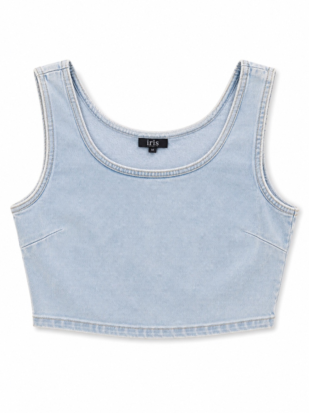 LIGHT BLUE DENIM LOOK CROP TOP